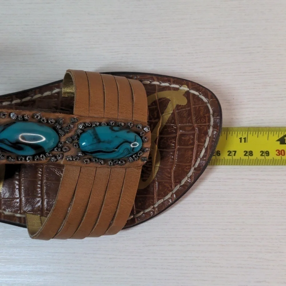 Sam Edelman strappy sandals leather uppers with turquoise beads on top size 9.5 - Picture 8 of 12